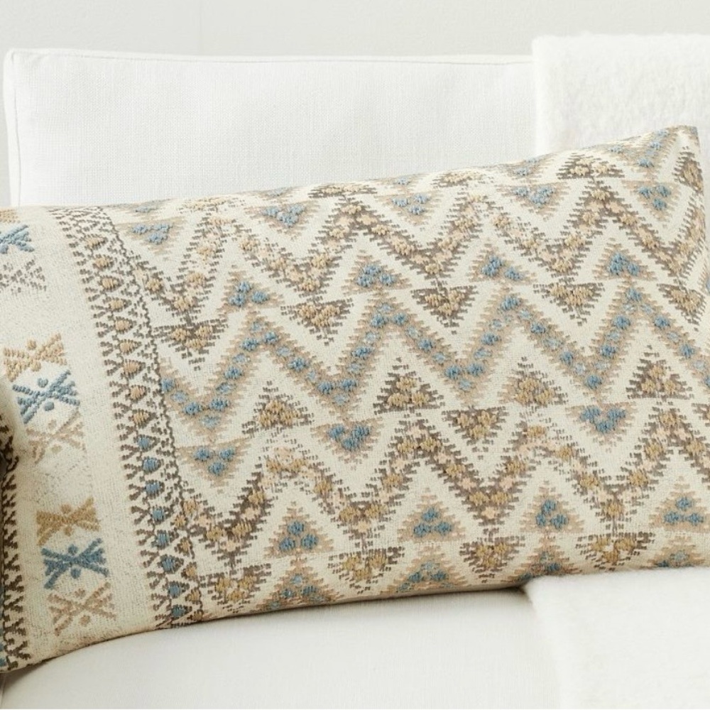 Pottery Barn Carlota embroidered lumbar Pillow cover